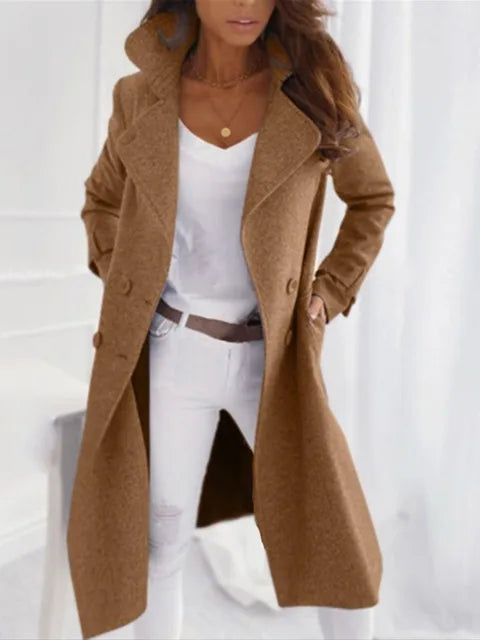 Elegant Chic Women's Wool Coat with Button Closure
