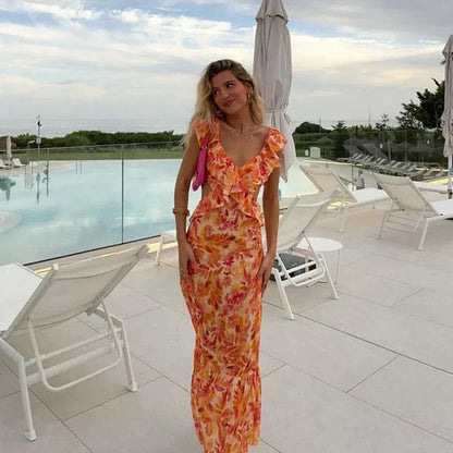 Gionah | Zomerse Maxi Jurk met Ruches