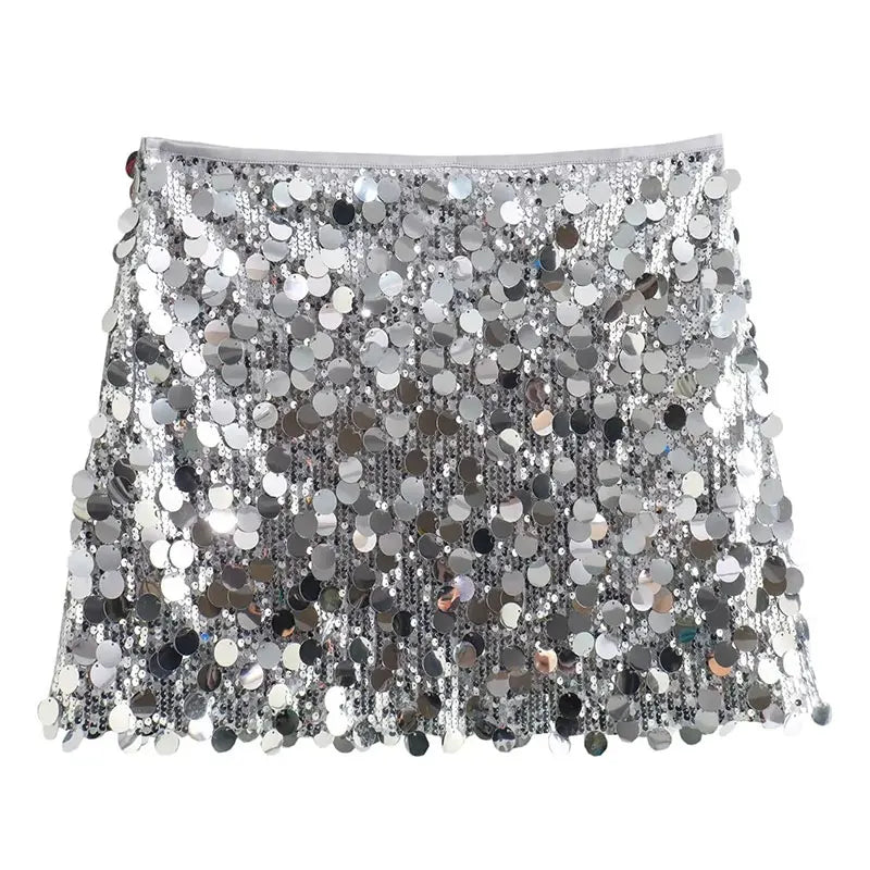 Festive Women's Mini Skirt with Sequins and Fitted Silhouette