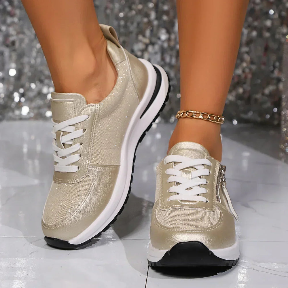 Baskets confortables pour femmes avec lacets et semelle antidérapante