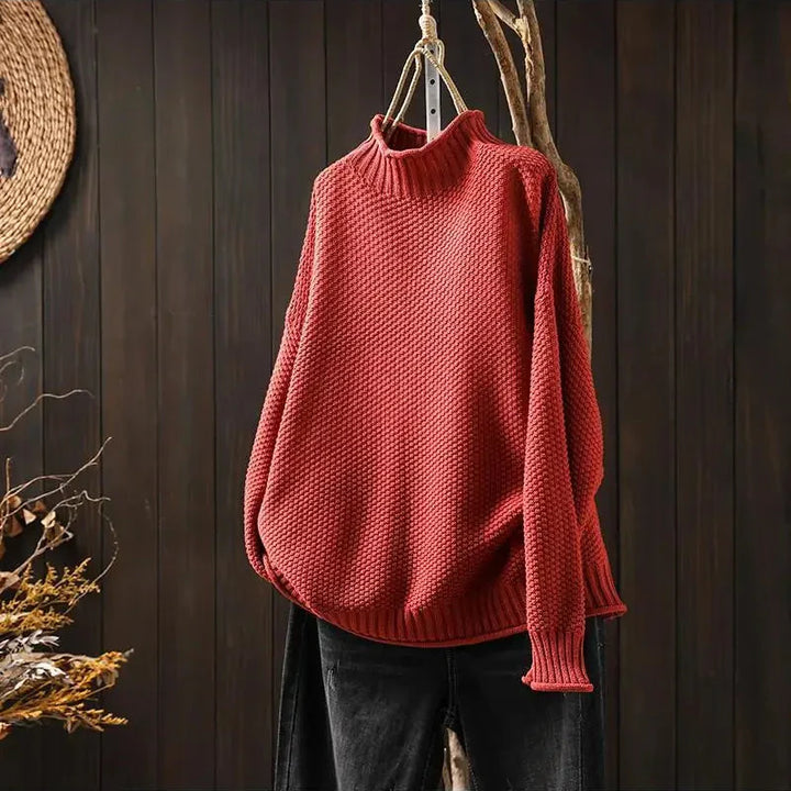 Oversized Soft Knit Women's Turtleneck Sweater with Long Sleeves