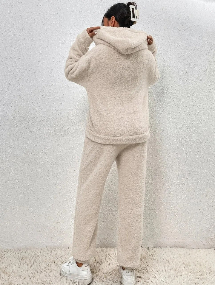 Ensemble loungewear teddy doux pour femme avec sweat à capuche