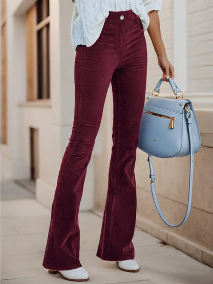 Rizia | Ribfluwelen Flared Broek