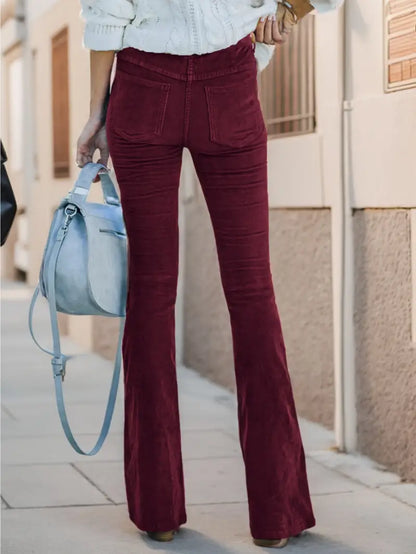 Rizia | Ribfluwelen Flared Broek
