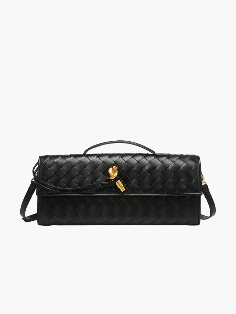 Dames Handtas met Woven Design en Gouden Sluiting