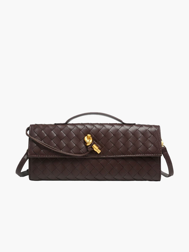 Women's Handbag with Woven Design and Gold Clasp