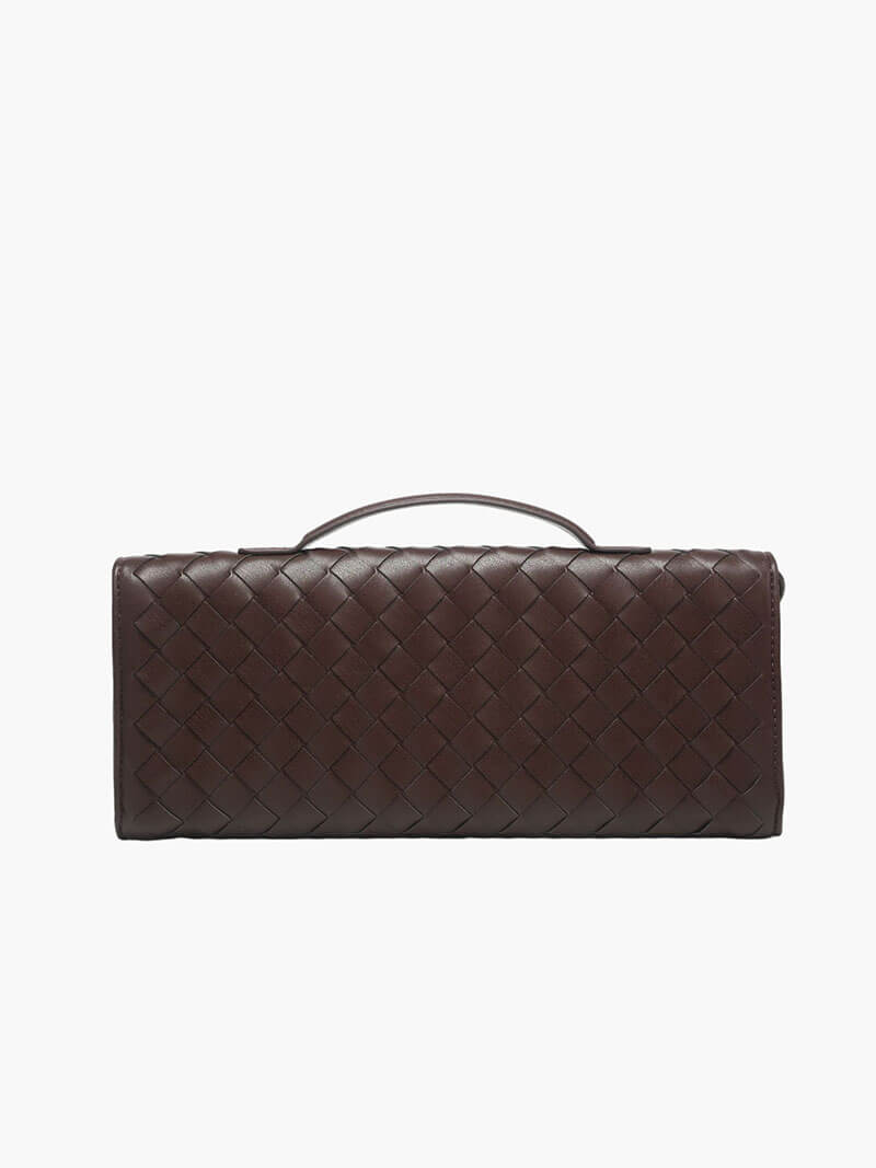 Women's Handbag with Woven Design and Gold Clasp