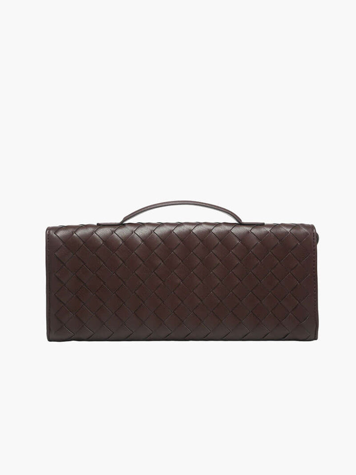 Women's Handbag with Woven Design and Gold Clasp