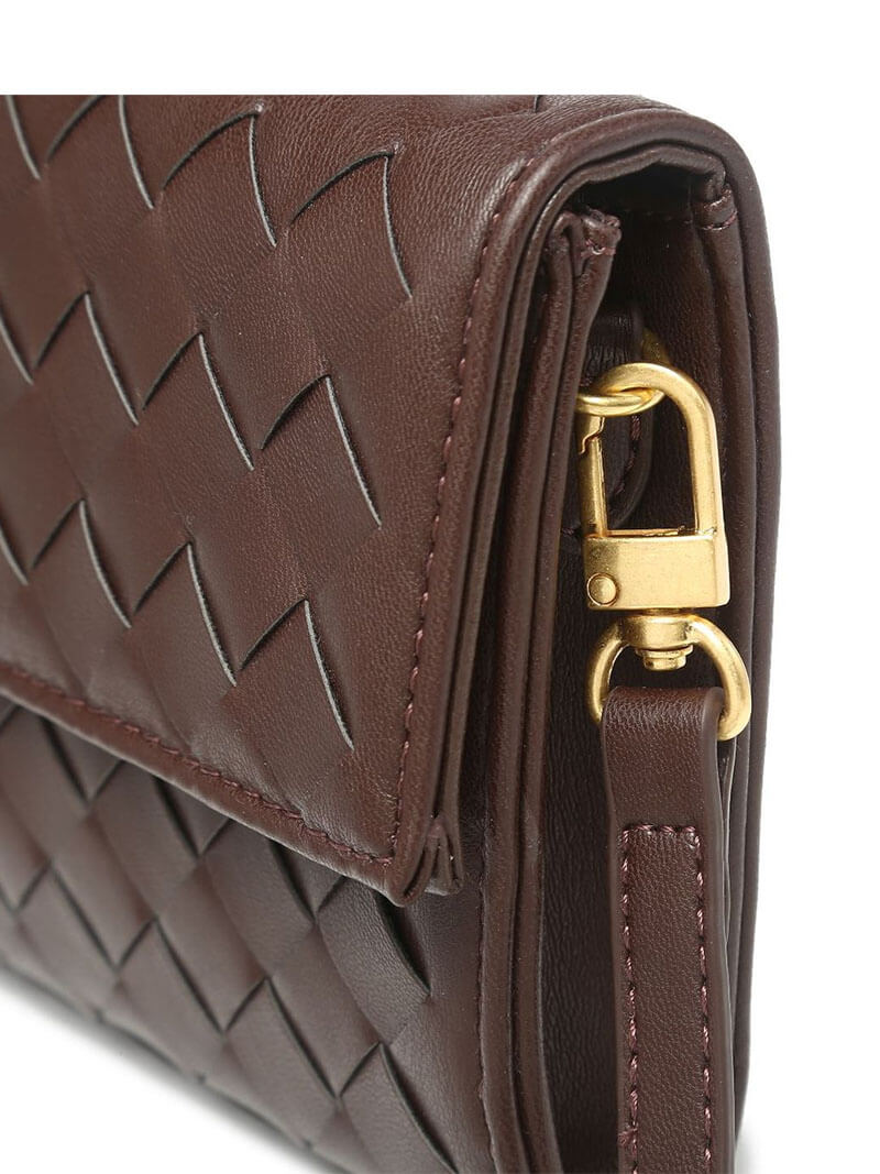 Women's Handbag with Woven Design and Gold Clasp