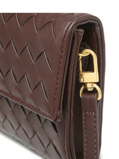 Dames Handtas met Woven Design en Gouden Sluiting