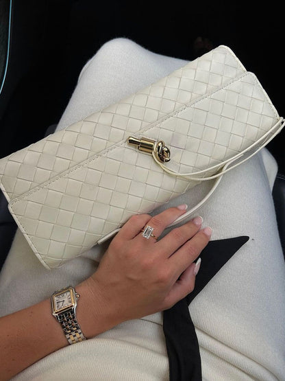 Dames Handtas met Woven Design en Gouden Sluiting