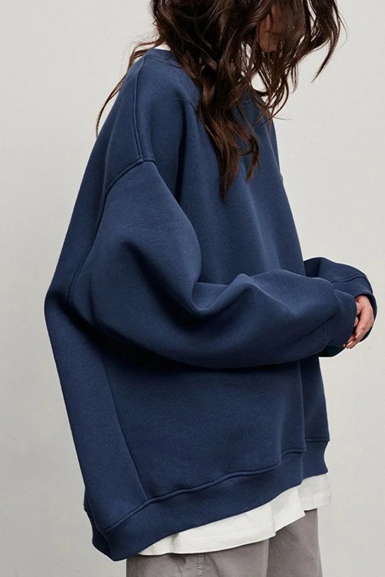 Casual Oversized Dames Sweater met Lange Mouwen en Ronde Hals