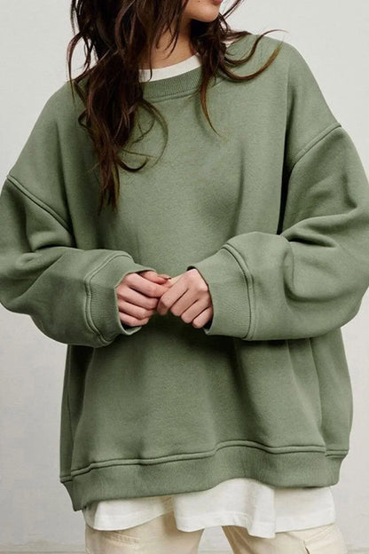 Casual Oversized Dames Sweater met Lange Mouwen en Ronde Hals