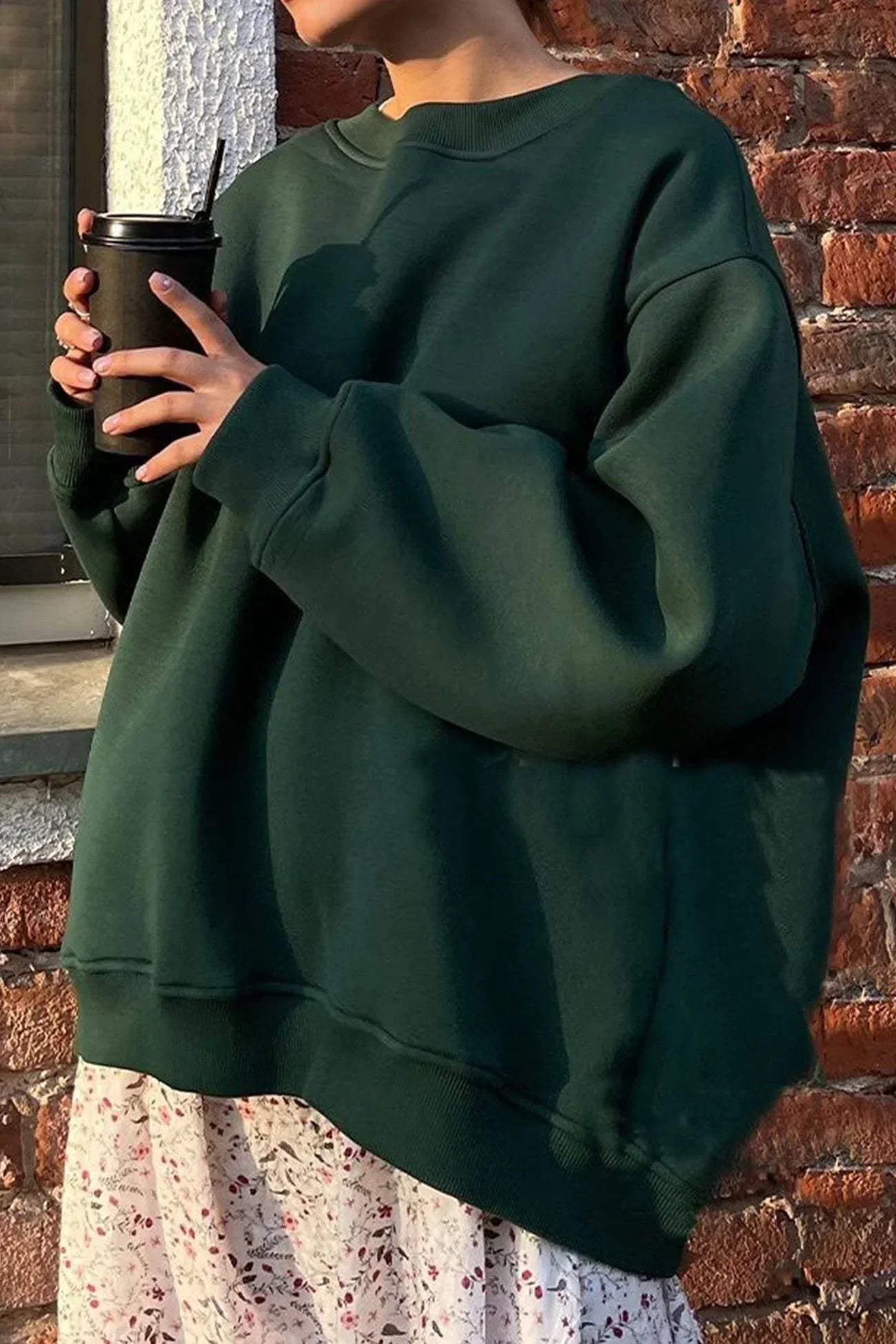 Casual Oversized Dames Sweater met Lange Mouwen en Ronde Hals