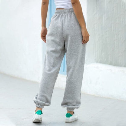 Grijs Oversized Dames Joggingbroek met Elastische Taille