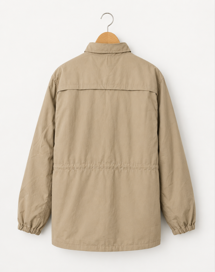 Women’s Lightweight Jacket with Zipper, Waist Drawstring, and Pockets Mid-Layer Jacket for Spring and Fall