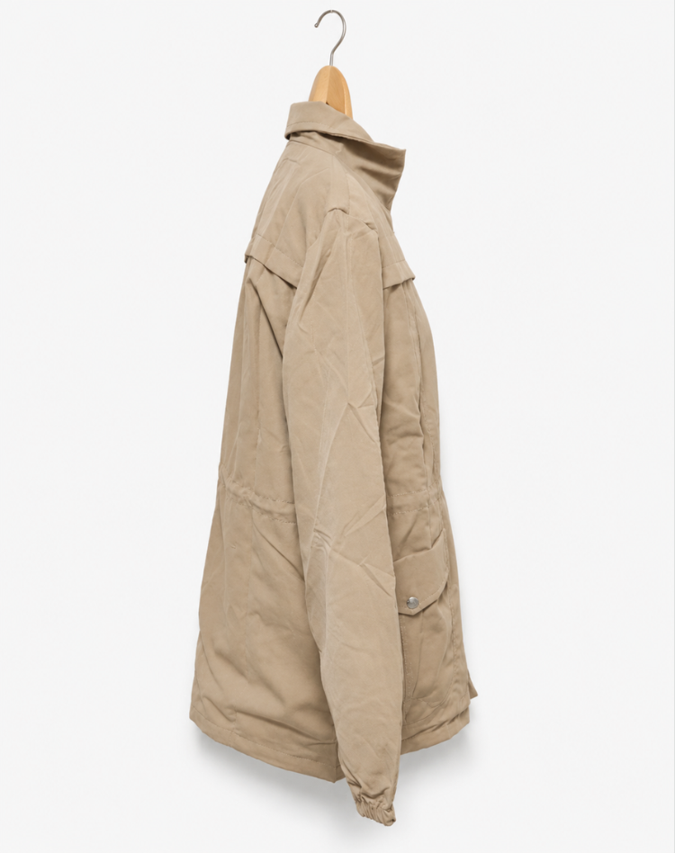 Women’s Lightweight Jacket with Zipper, Waist Drawstring, and Pockets Mid-Layer Jacket for Spring and Fall