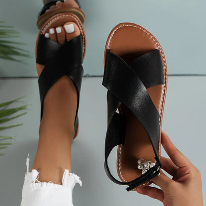 Fabrice | Stijlvolle Leren Sandalen met Kruisband Design