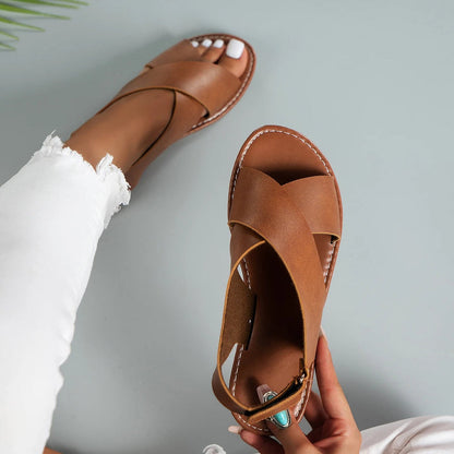 Fabrice | Stijlvolle Leren Sandalen met Kruisband Design