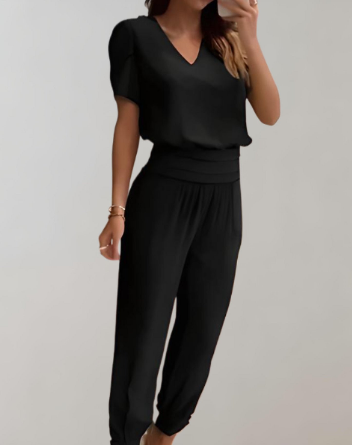 Portia | Tweedelige Jumpsuit met Print en V-Hals