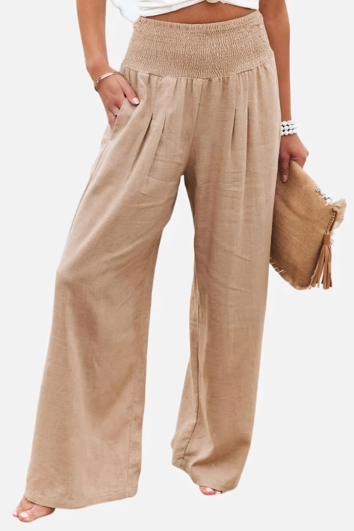 Pantalon Palazzo Femme Aérien À Jambes Larges Et Taille Haute