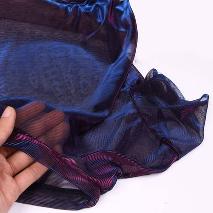 Viviana | Transparante Mesh Top met Holografische Glans