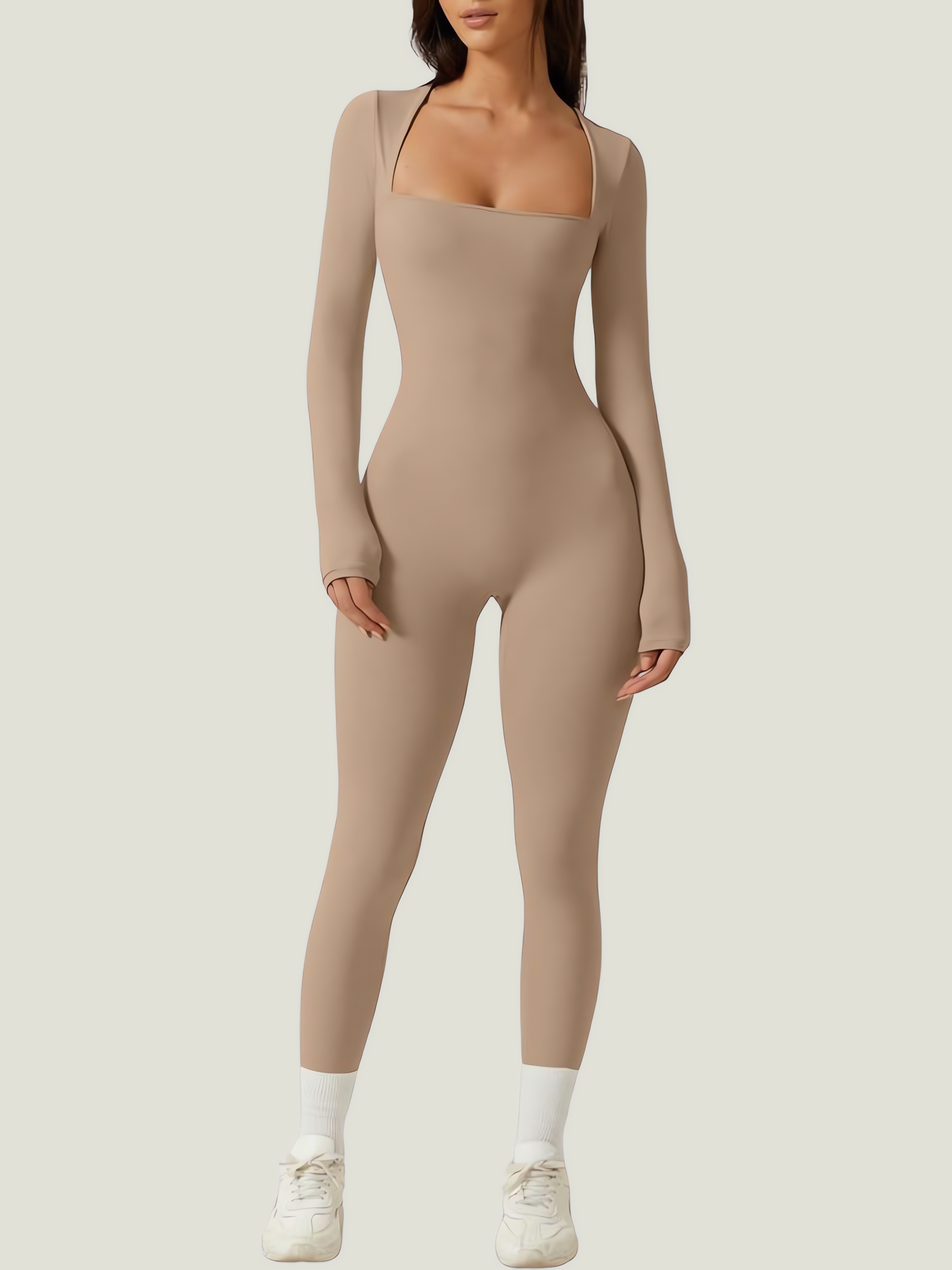 Dames Jumpsuit Met Lange Mouwen En Vierkante Hals