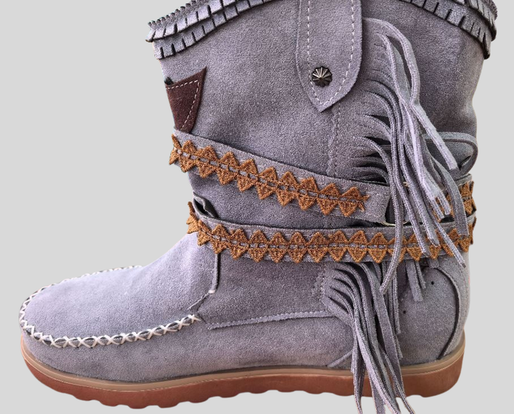 Liliana | Boho Cowboy Ankle Boots with Playful Fringes