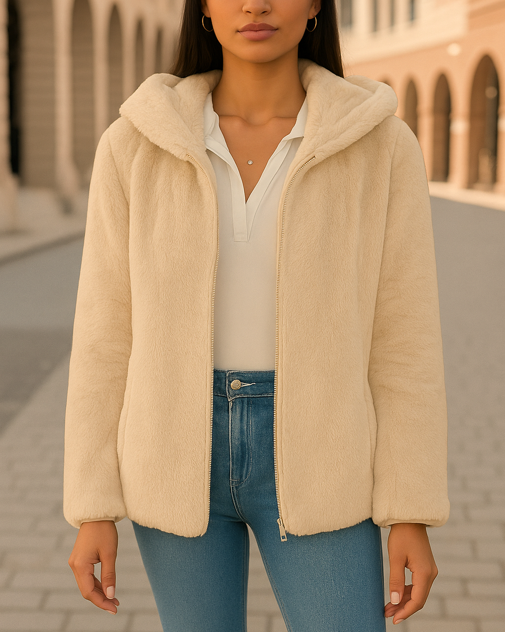 Warm Soft Women's Teddy Fleece Hooded Jacket