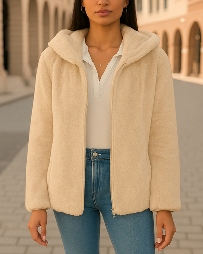 Warme Zachte Dames Teddy Fleece Jas met Capuchon