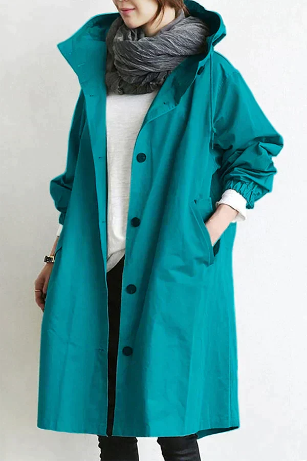 Elegant Waterproof Women's Raincoat with Hood