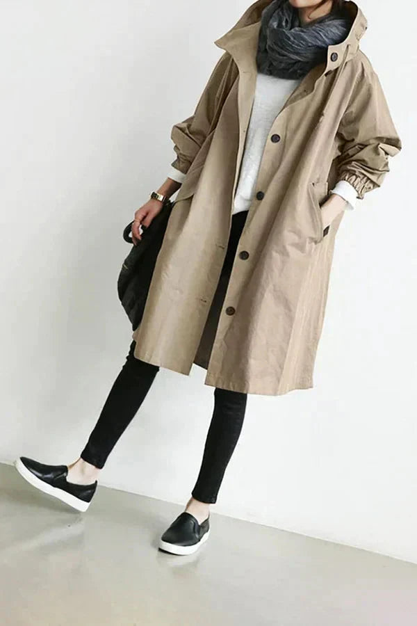 Elegante Waterdichte Dames Regenjas met Capuchon