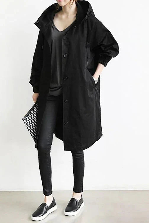 Elegant Waterproof Women's Raincoat with Hood