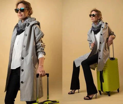 Elegante Waterdichte Dames Regenjas met Capuchon