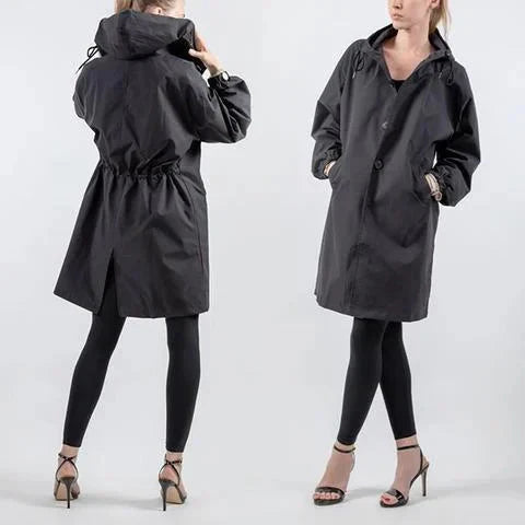 Elegante Waterdichte Dames Regenjas met Capuchon