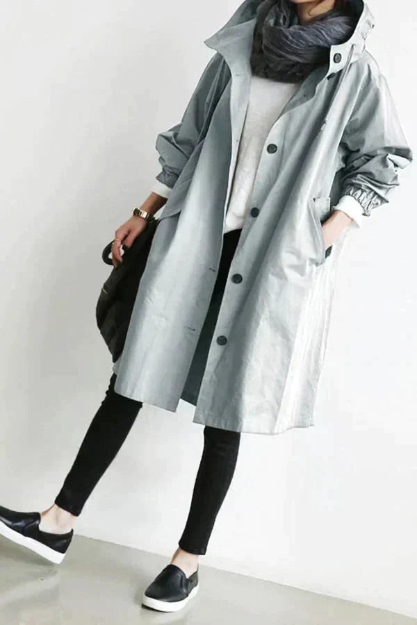 Elegant Waterproof Women's Raincoat with Hood