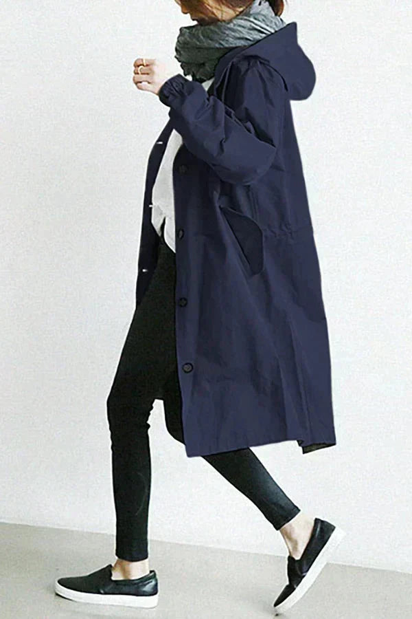 Elegant Waterproof Women's Raincoat with Hood
