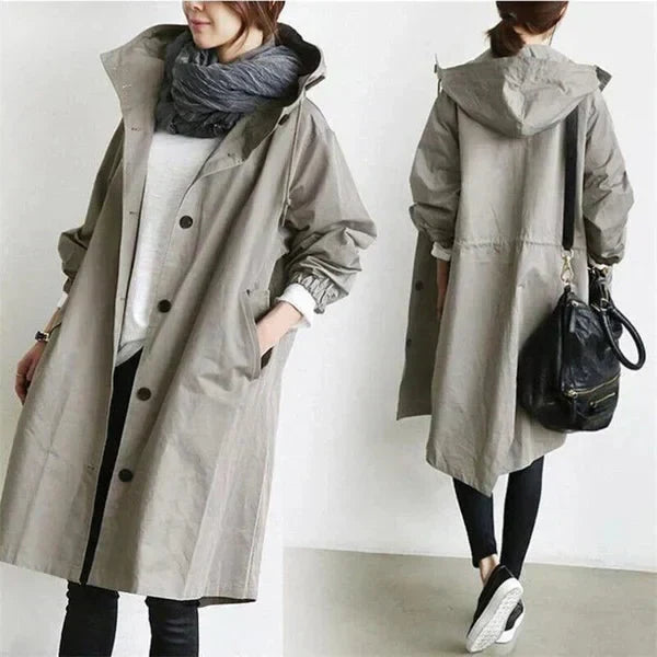 Elegante Waterdichte Dames Regenjas met Capuchon