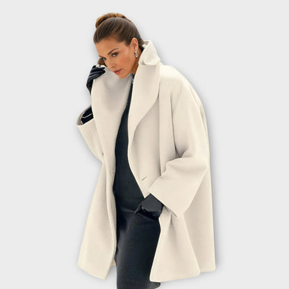 Elegante Lange Dames Mantel Jas Met Opstaande Kraag