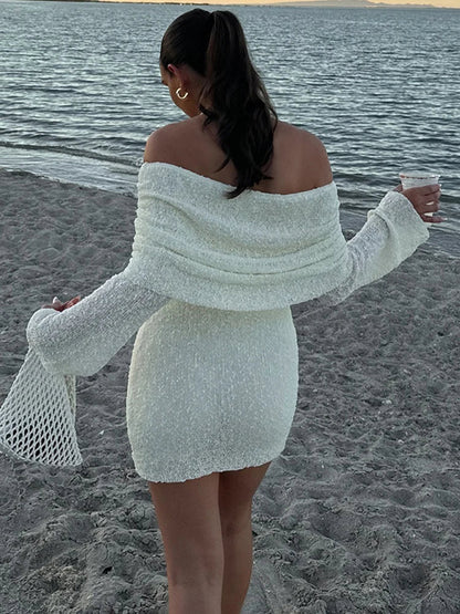Theressa | Off-Shoulder Mini-Jurk met Verleidelijke Textuur