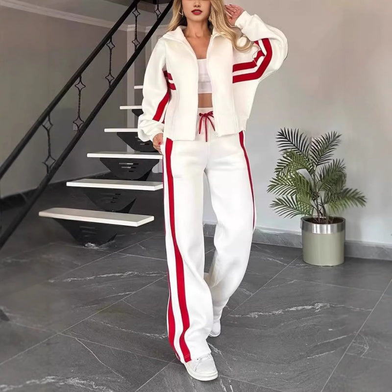 Ensemble Survêtement Tendance pour Femme avec Veste et Pantalon Large
