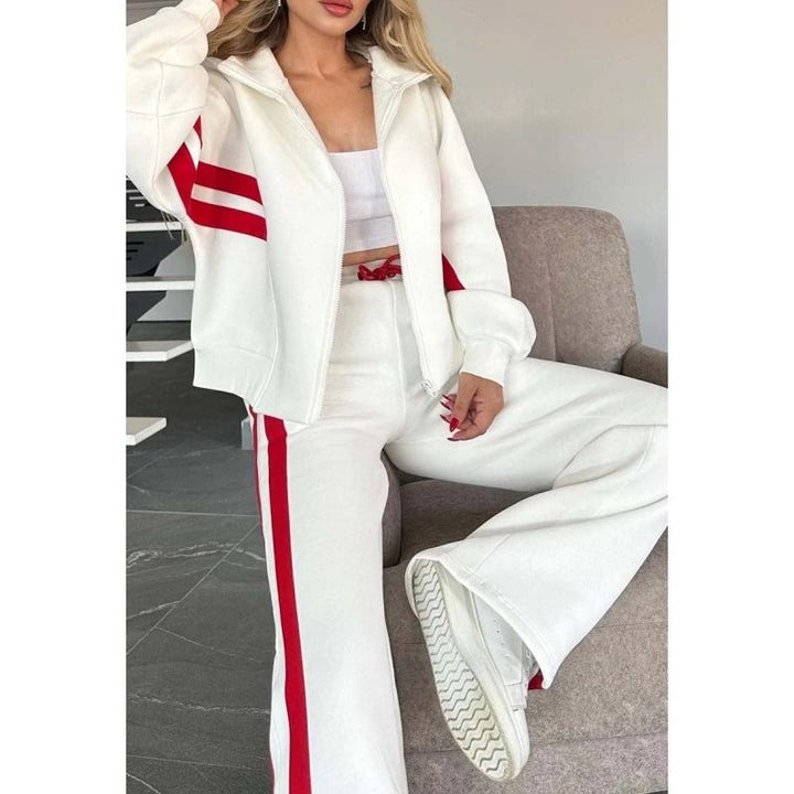 Ensemble Survêtement Tendance pour Femme avec Veste et Pantalon Large