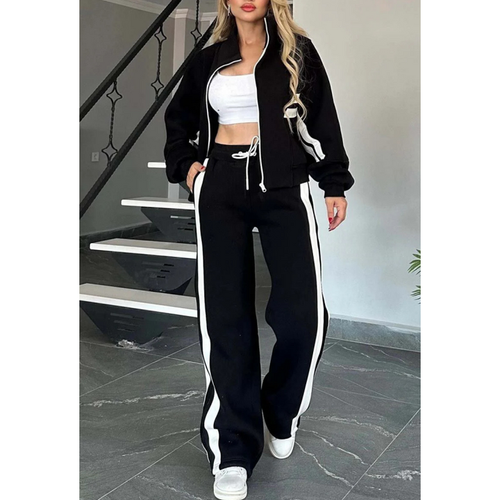 Ensemble Survêtement Tendance pour Femme avec Veste et Pantalon Large