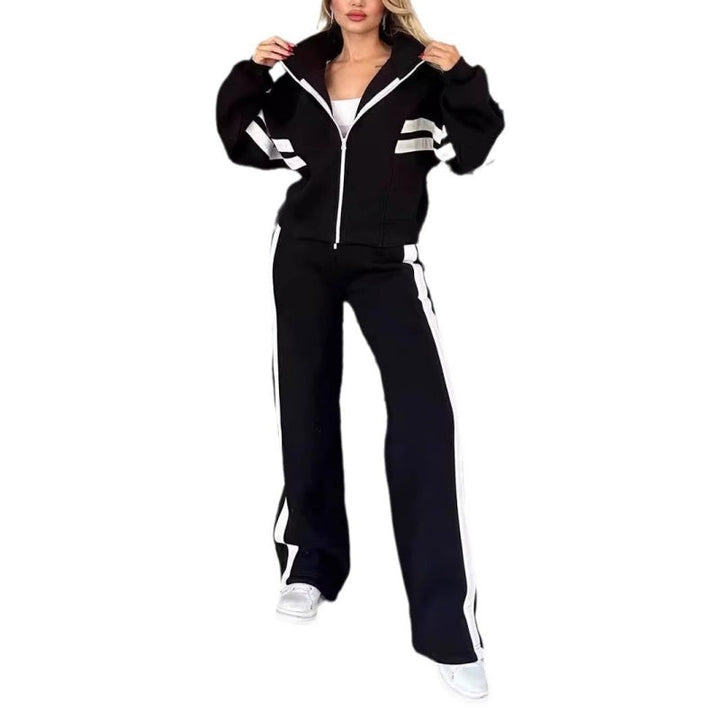 Ensemble Survêtement Tendance pour Femme avec Veste et Pantalon Large