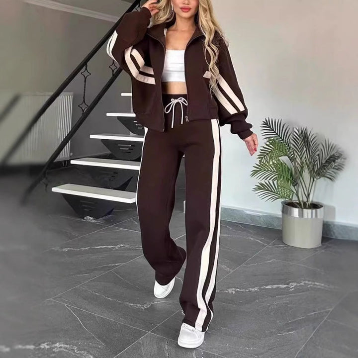 Ensemble Survêtement Tendance pour Femme avec Veste et Pantalon Large