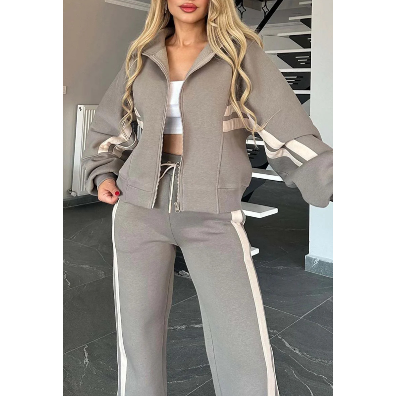 Ensemble Survêtement Tendance pour Femme avec Veste et Pantalon Large