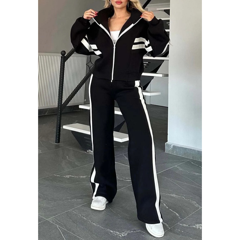 Ensemble Survêtement Tendance pour Femme avec Veste et Pantalon Large