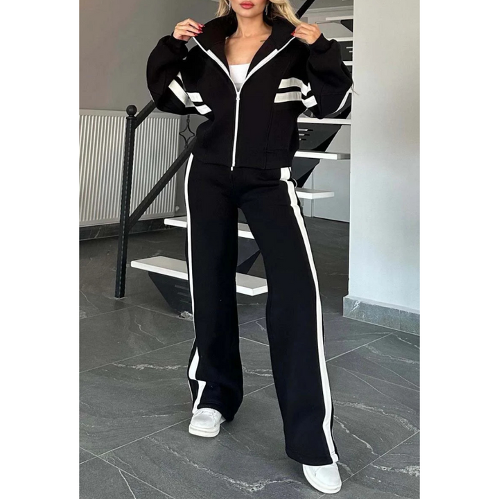 Ensemble Survêtement Tendance pour Femme avec Veste et Pantalon Large