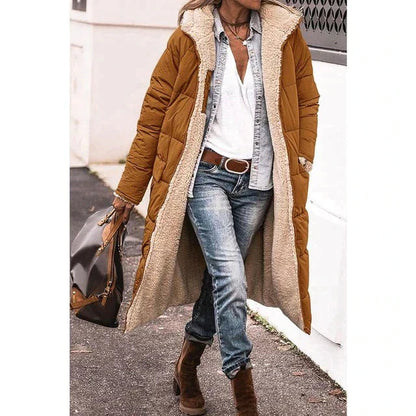 Lange Warme Dames Puffer Jas Met Teddy Voering