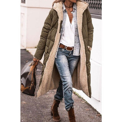 Lange Warme Dames Puffer Jas Met Teddy Voering